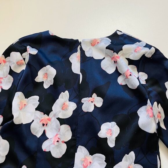 NWT Banana Republic Dress Orchid Floral Bell Sleeve Shift V Neck Spring Cherry 2 - Picture 6 of 9